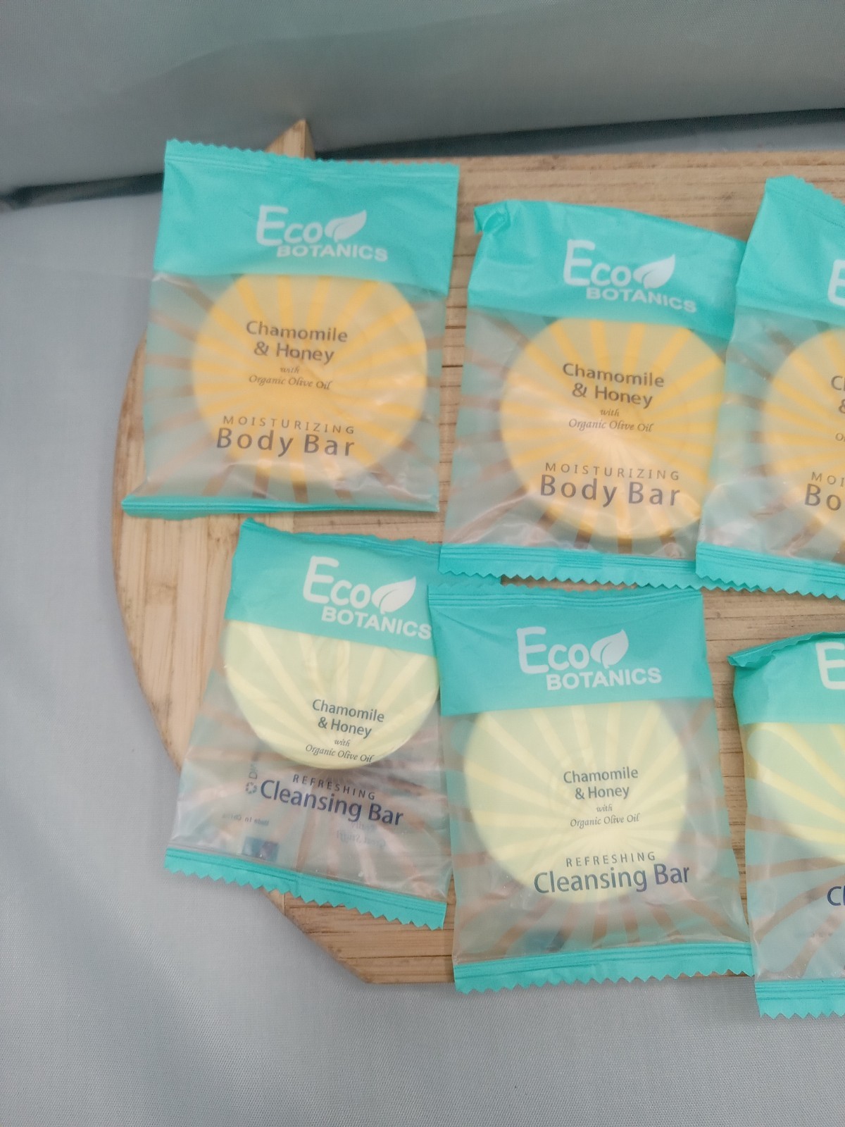 4 Eco Botanics Travel-Size Hotel Body Bar Soap 4 Cleansing Bar Chammomile Honey