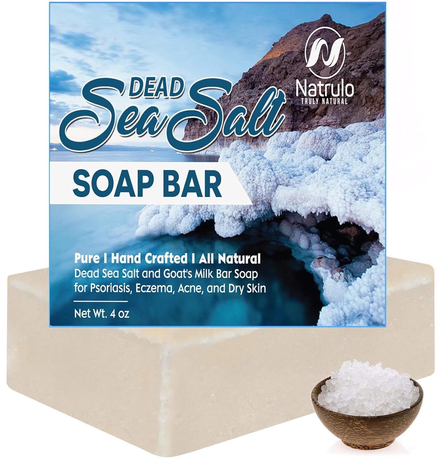 Artisanal 4oz Dead Sea Salt and Goat’s Milk Soap for Acne & Skin Smoothing