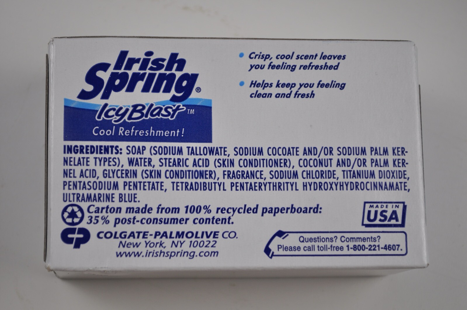 Vintage Irish Spring Deodorant Soap Icy Blast 4.5 Ounce
