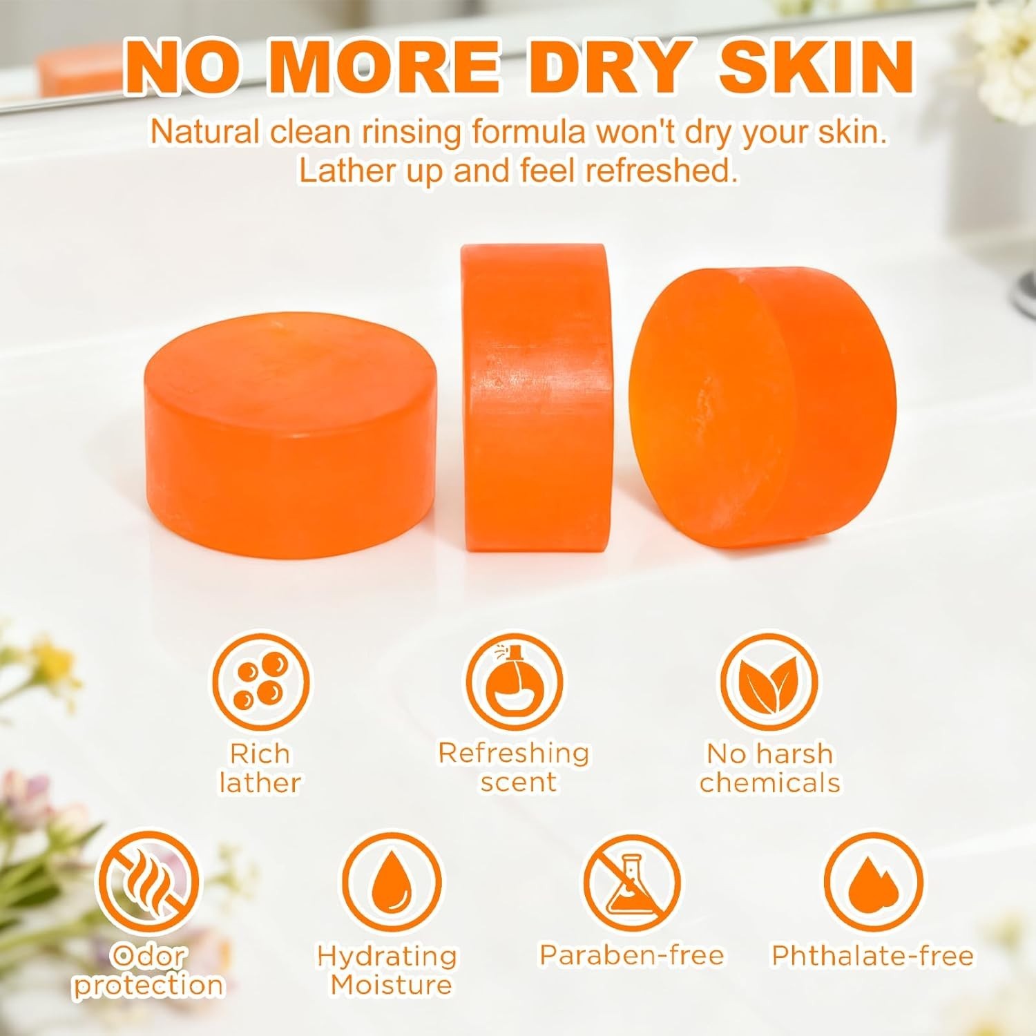 3 PCS Persimmon Soap for Body Odor Control, Organic Eliminating Odor Wash Soa…