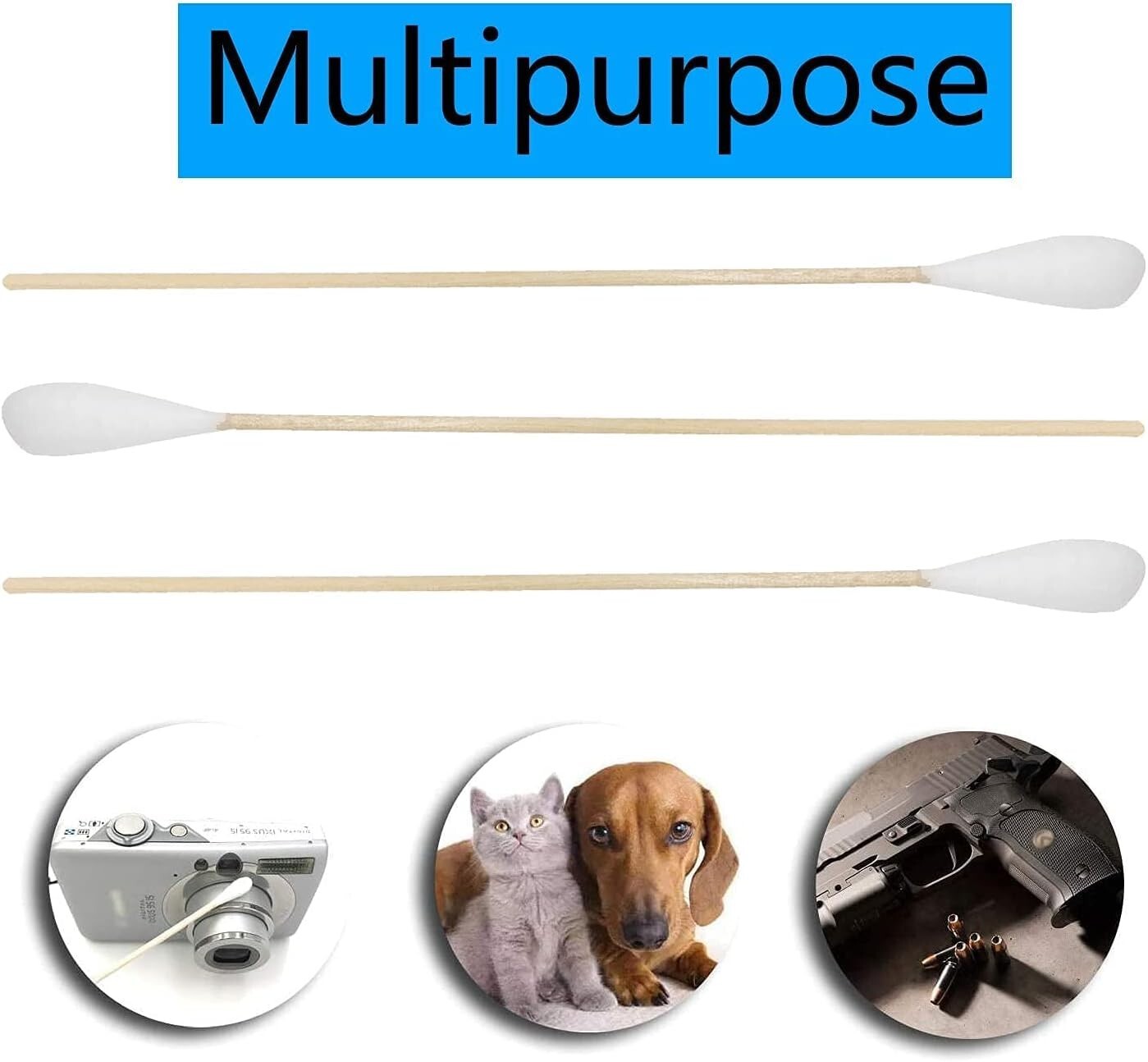 Versatile 6-Inch Cotton Swabs – Perfect for Dogs, Makeup & Various Crafts