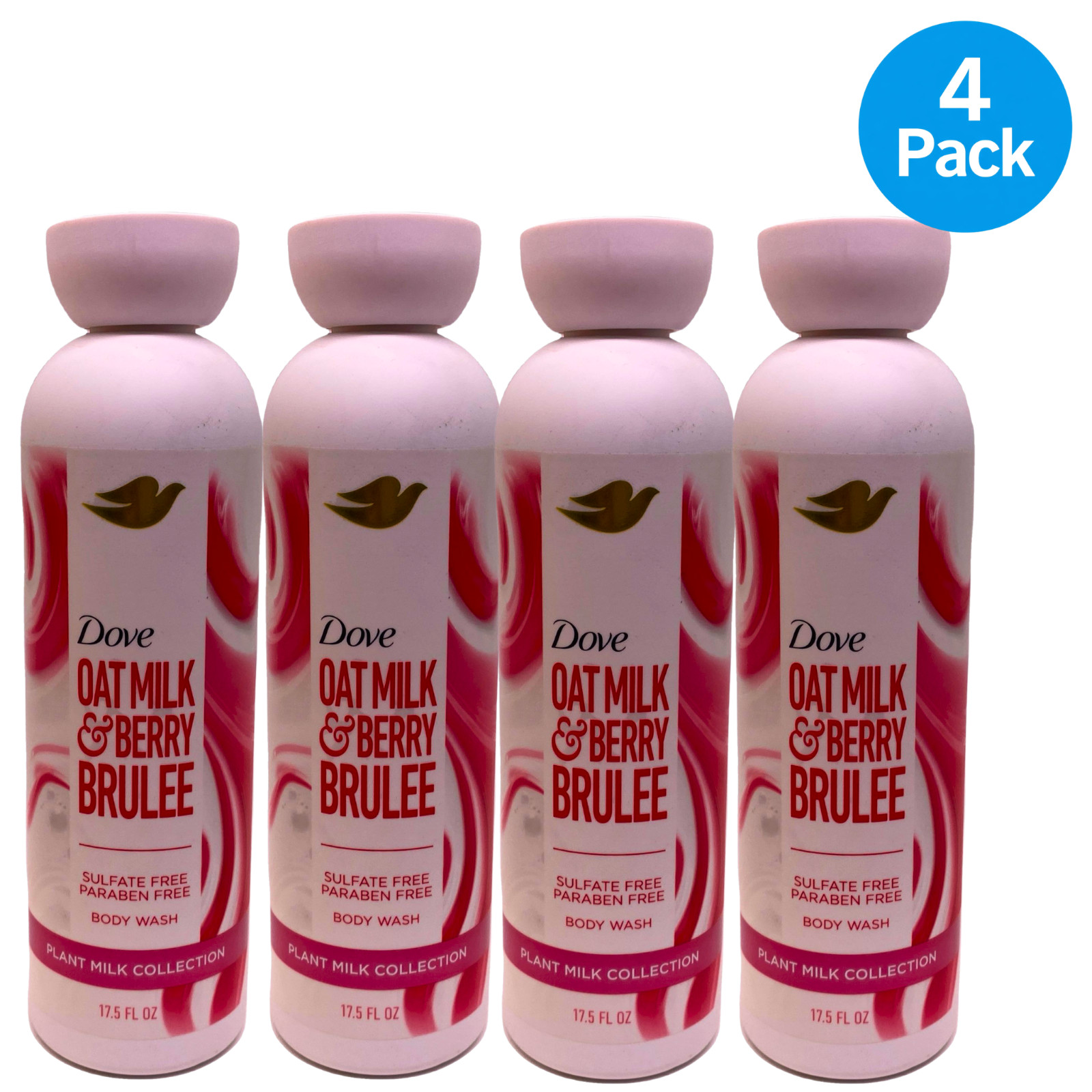 Dove Plant Milk Collection Body Wash Oat Milk & Berry Brulee 500ml 4 Pack
