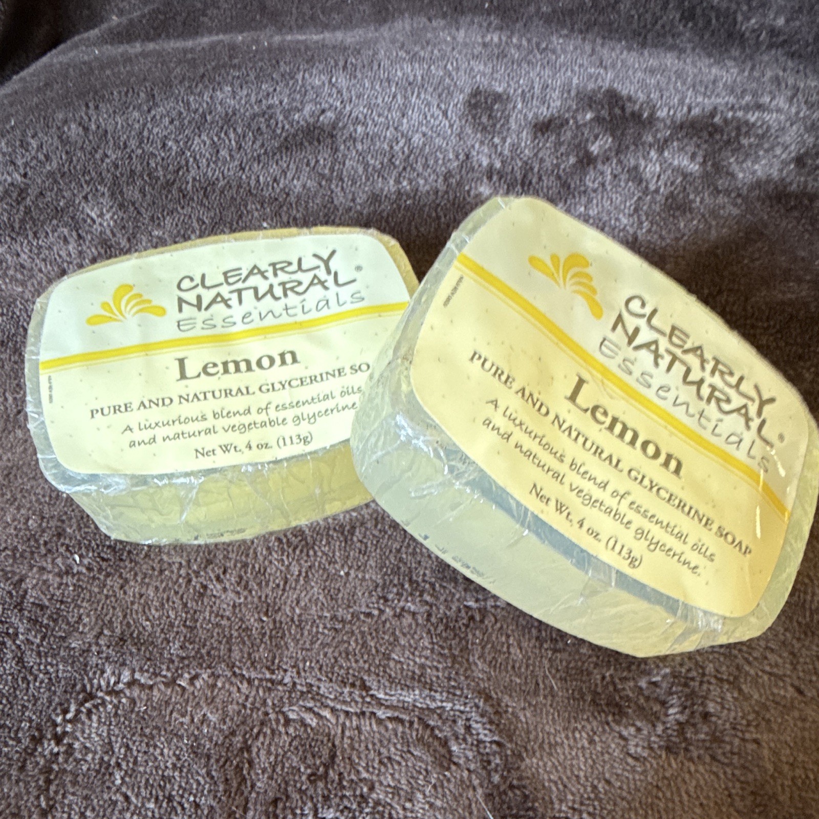 Clearly Natural Essentials Lemon Glycerine Soap 4 oz (2 Bars) Biodegradable