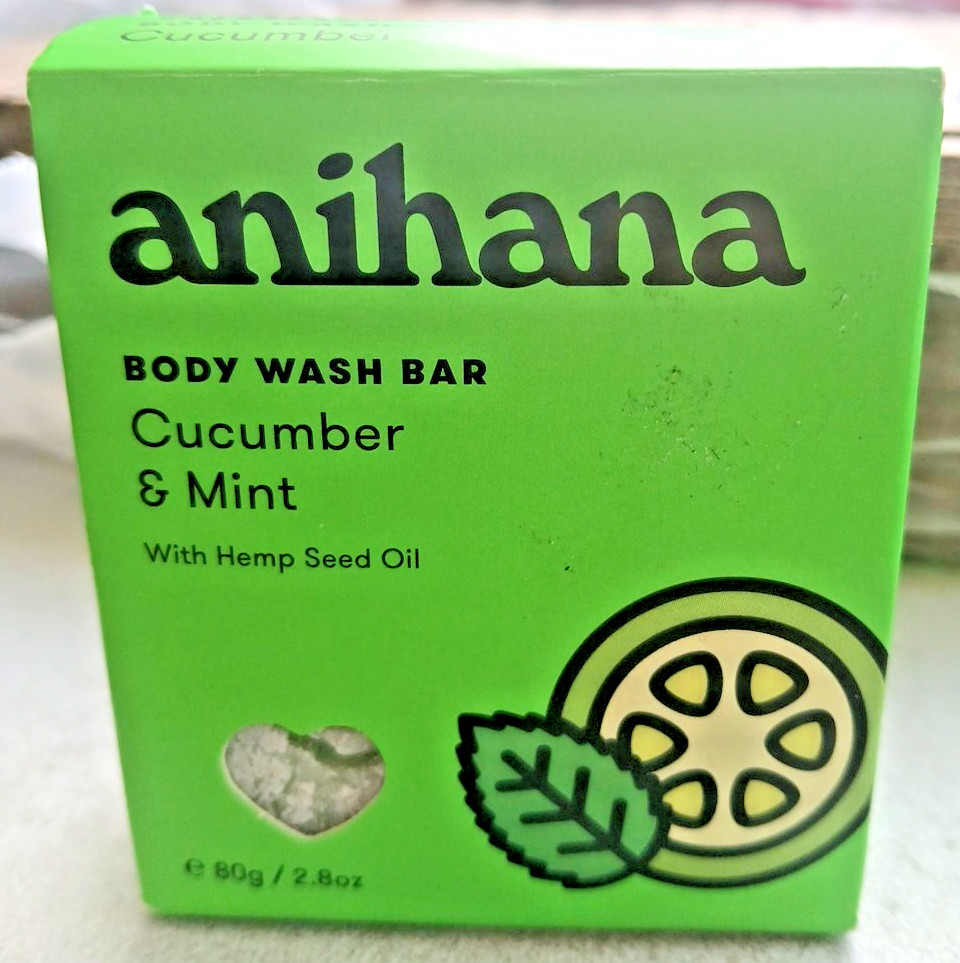 Anihana Cucumber Mint Body Wash Soap Bar 2.8 oz Hemp Seed Oil Shower Refresh NEW