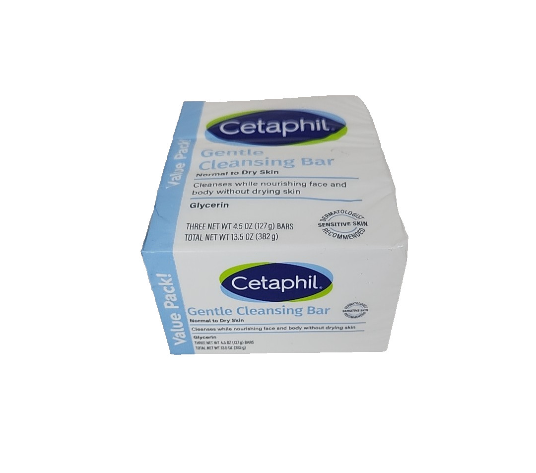 Cetaphil Gentle Cleansing Bar For Dry Normal Sensitive Skin 3 Pack 4.5 oz Bars