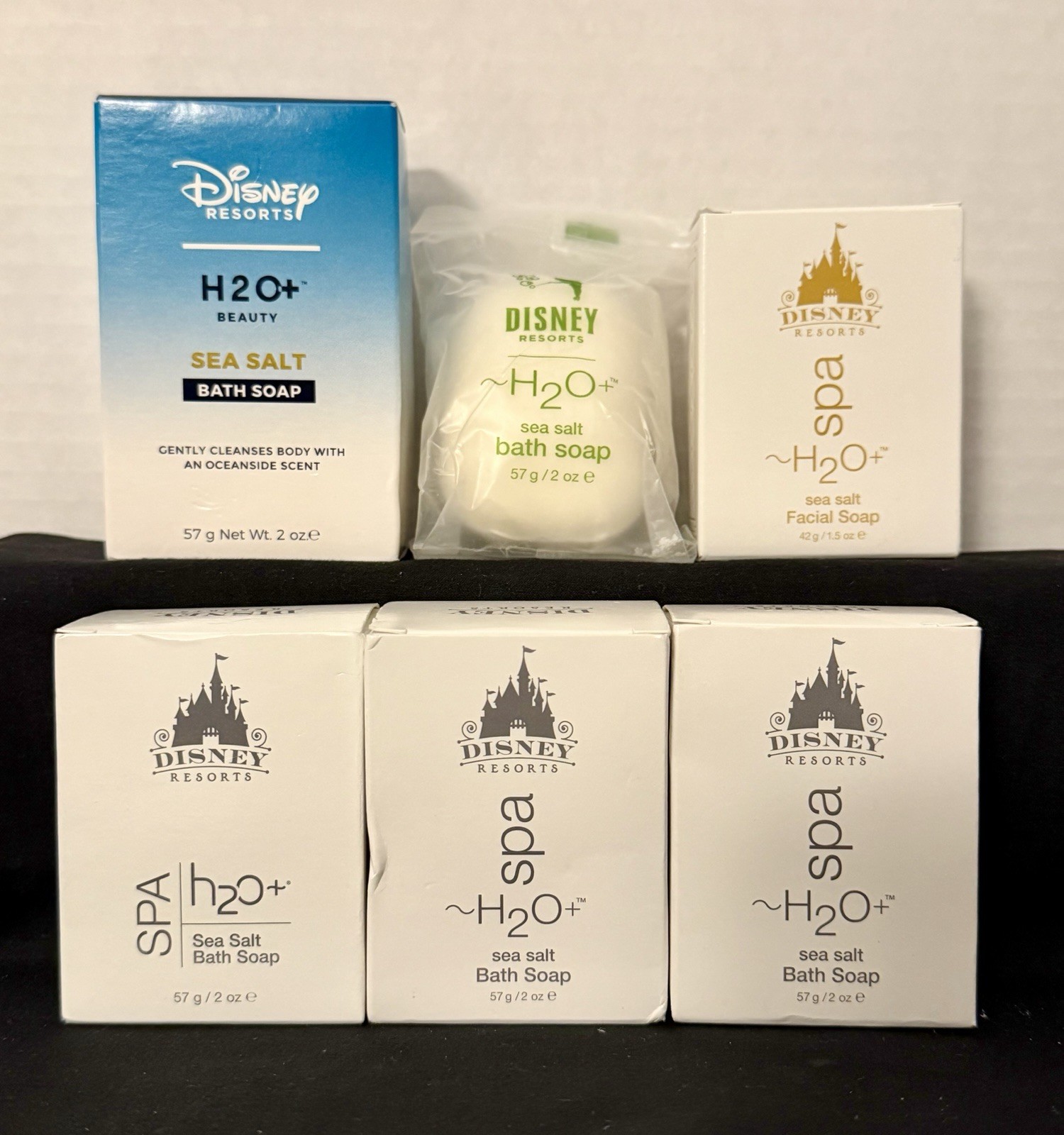 Disney Resorts H2O+ SEA SALT (1)Facial & (5)Bath Soaps Travel Size 1.5-2 oz NEW