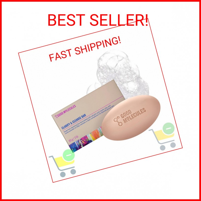 Good Molecules Clarify and Cleanse Bar – Soap Free Bar with Salicylic Acid, BHA
