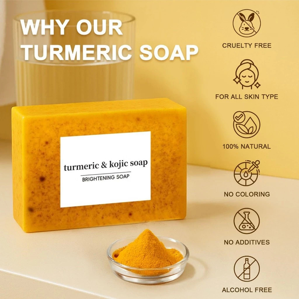 Turmeric Kojic Acid Soap pack of 3 Lemon Dark Spot Glow Face Body Cleansing Bar