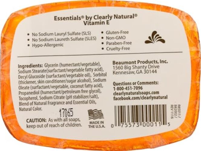 Clearly Natural, Soap Vitamin E, 4 Ounce 4 Ounce (Pack of 1) vitamin e