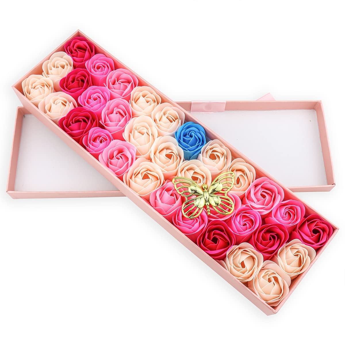 33 PCS Floral Scented Bath Soap Rose Flower Petals, Plant Essential Oil Rose