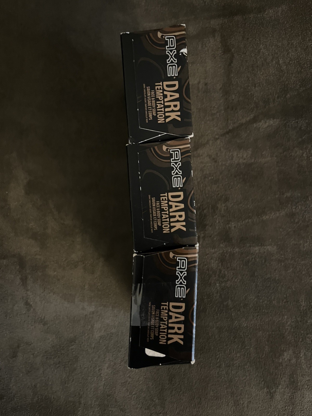 (3) AXE DARK TEMPTATION FACE & BODY SOAP Bars 3.5 Oz Each Bar expires 5/23