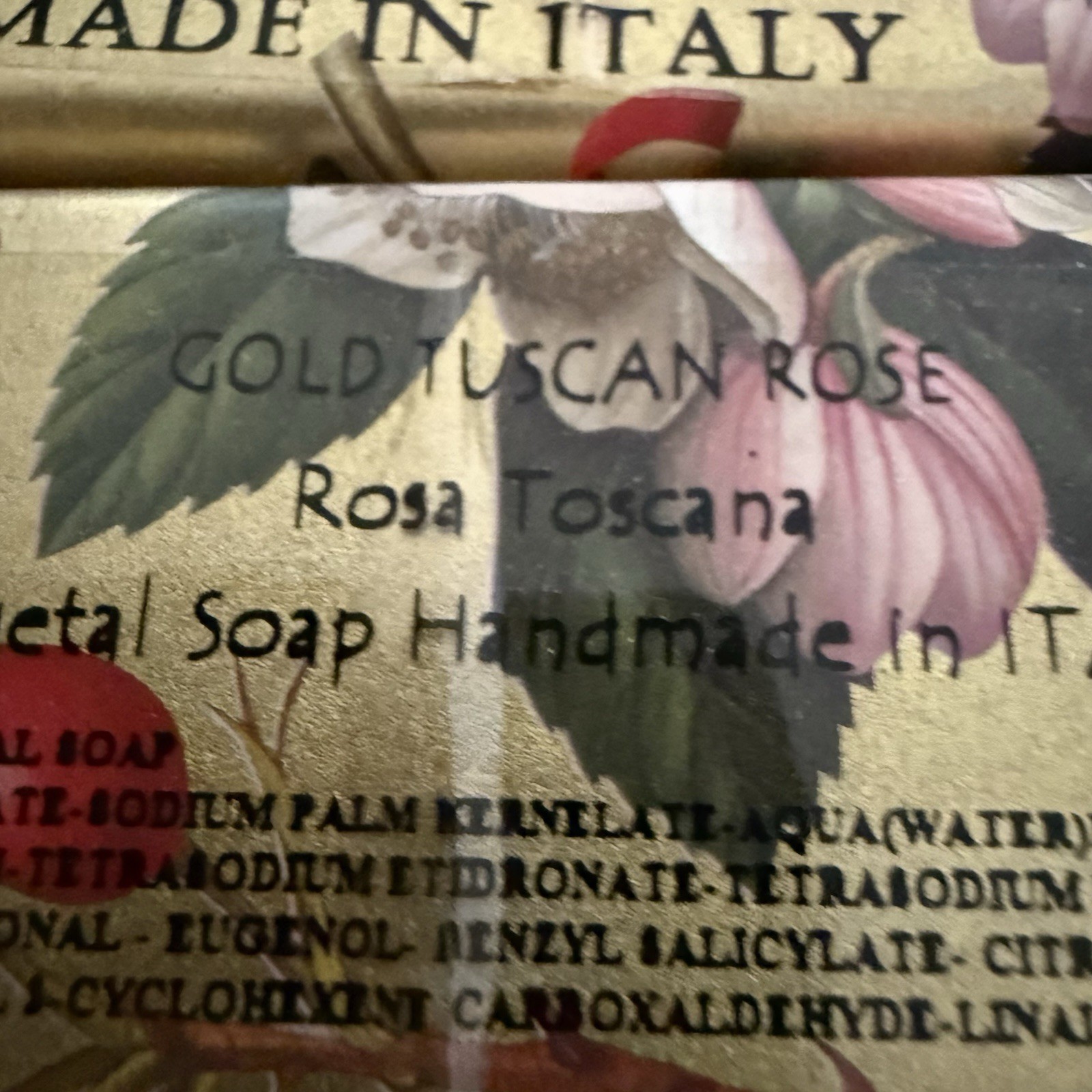 Alchimia Luxury Italian Large Bar Soap Gold Tuscan Rose, 10.6 oz New 3 Bars