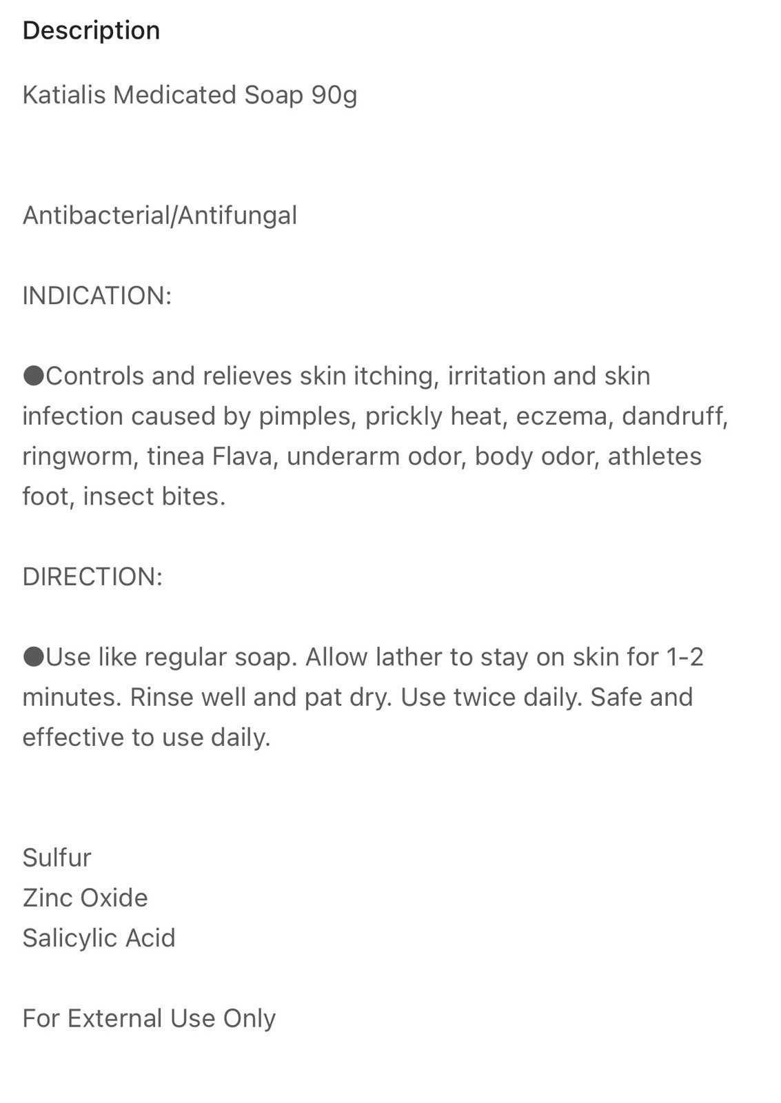 Katialis Medicated Soap Anti-Bacterial/AntiFungal 90 grams