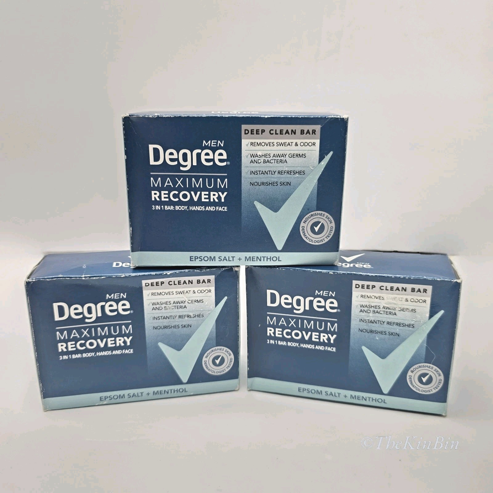 Degree Men Maximum Recovery Deep Clean Bar Soap Lot Of 3 Epsom & Menthol NIP