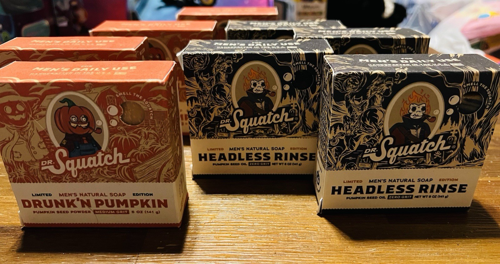 Dr. Squatch Lot of 8 Soaps~Set Of 4 Drunk’n Pumpkin And 4 Headless Rinse