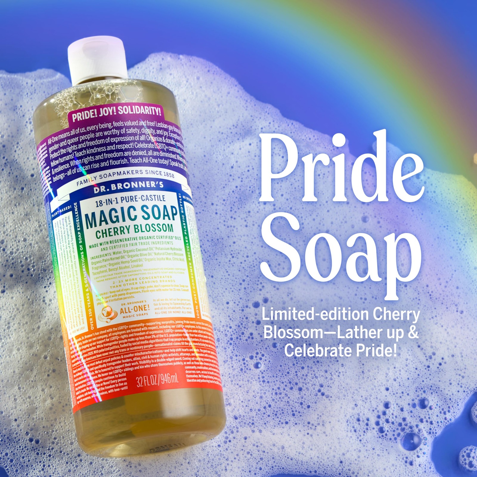 Dr Bronner’s Pure Castile Limited Edition Pride Soap Regenerative Organic