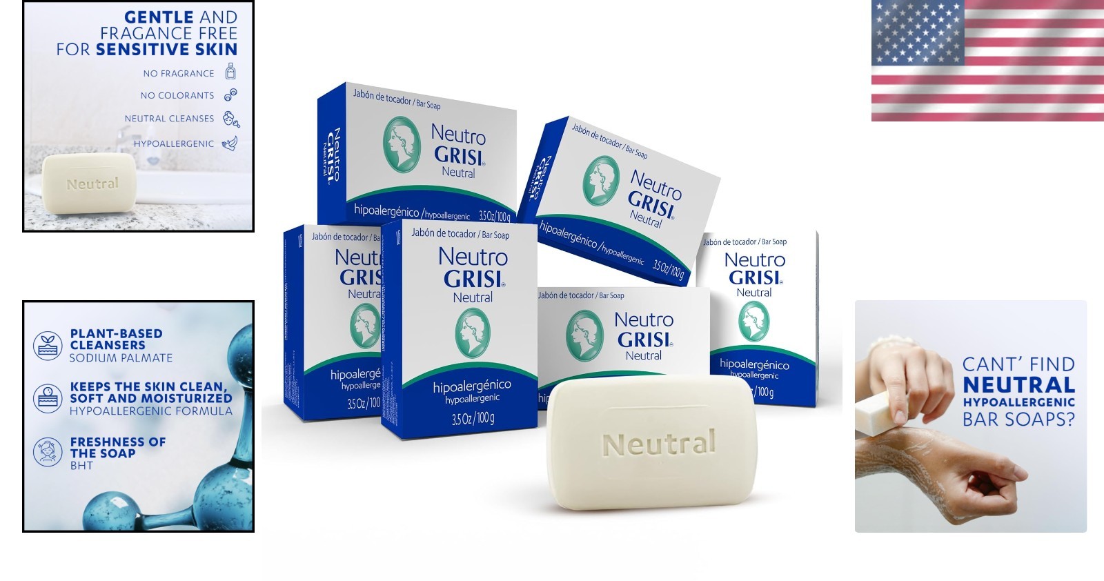6-Pack Hypoallergenic Bar Soap – Fragrance-Free, Gentle Cleanse for All Ages