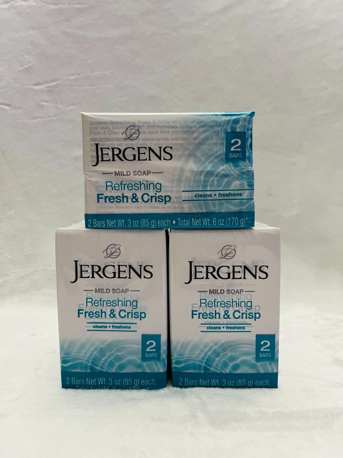 Jergens Fresh & Crisp Bath Soap Bars – Lot of 6 – Mild Refreshing Clean – New