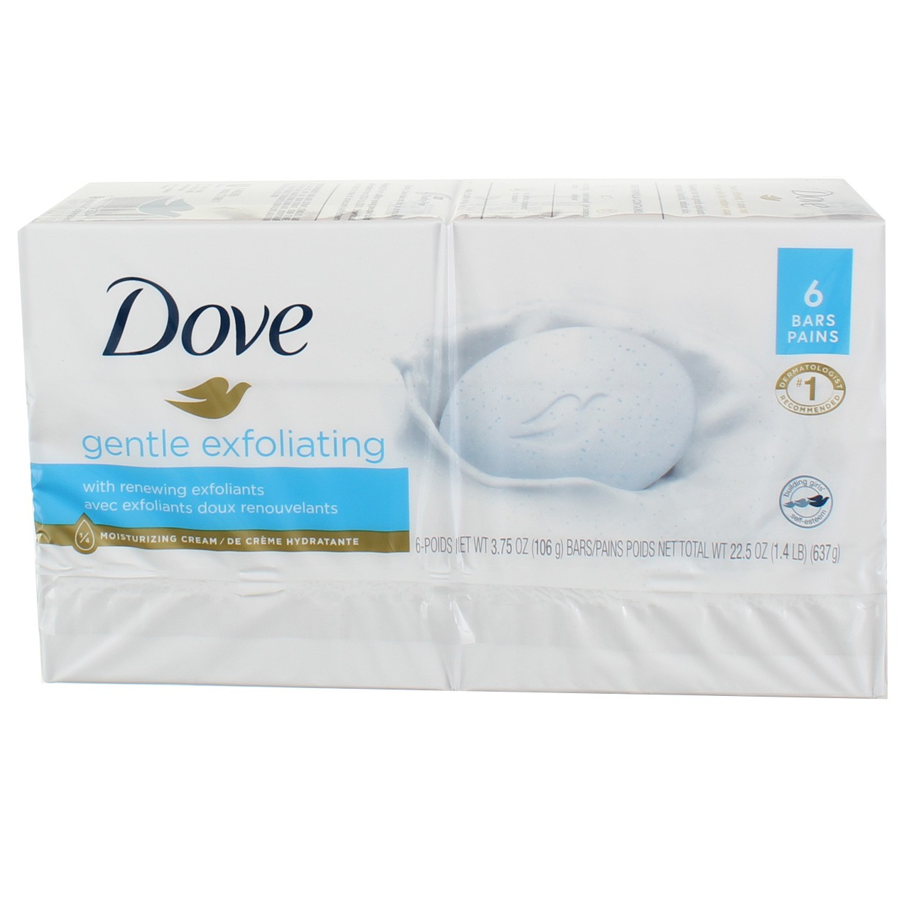 4 Pack Dove Gentle Exfoliating Moisturizer Cream Bars, Fragrance Free, 3.75 o…