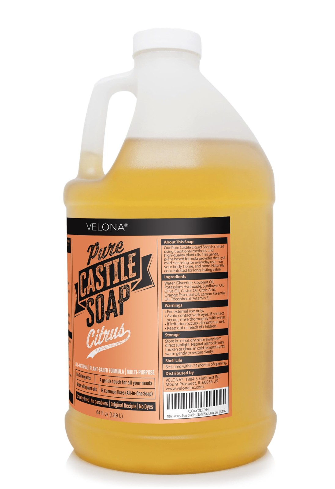 Pure Castile Soap – 64 Fl oz | Mild & Gentle | , Hand, Hair, Body Wash, Laund…