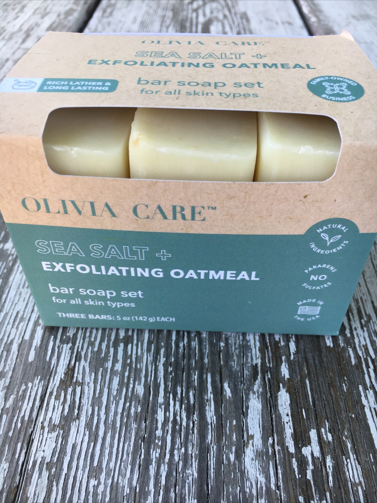 Olivia Care – Sea Salt + Exfoliating Oatmeal Bar Soap 3-5 Oz Bars