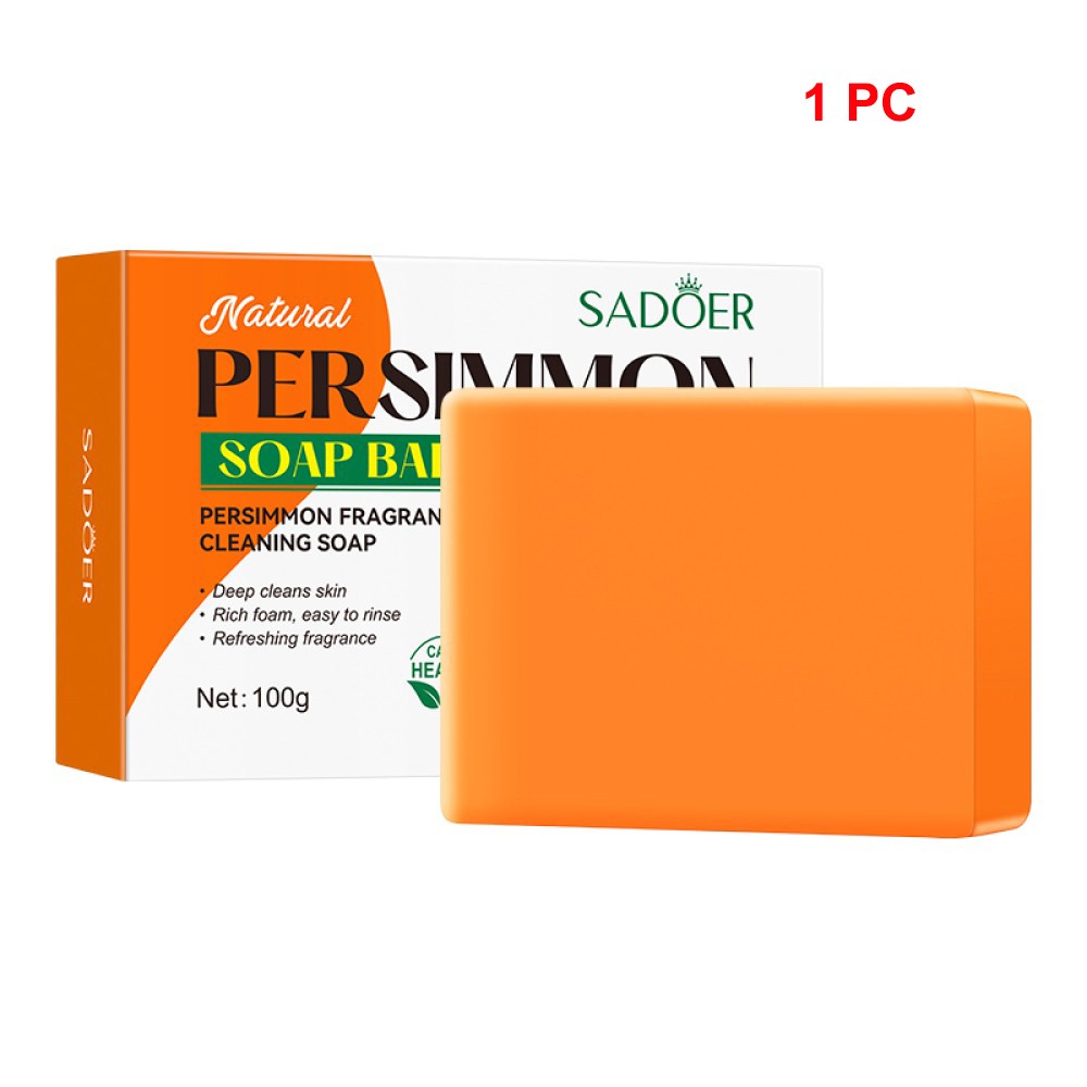 SADOER Natural Persimmon Soap Bar Body Odor Control Deodorant Soap Men & Women