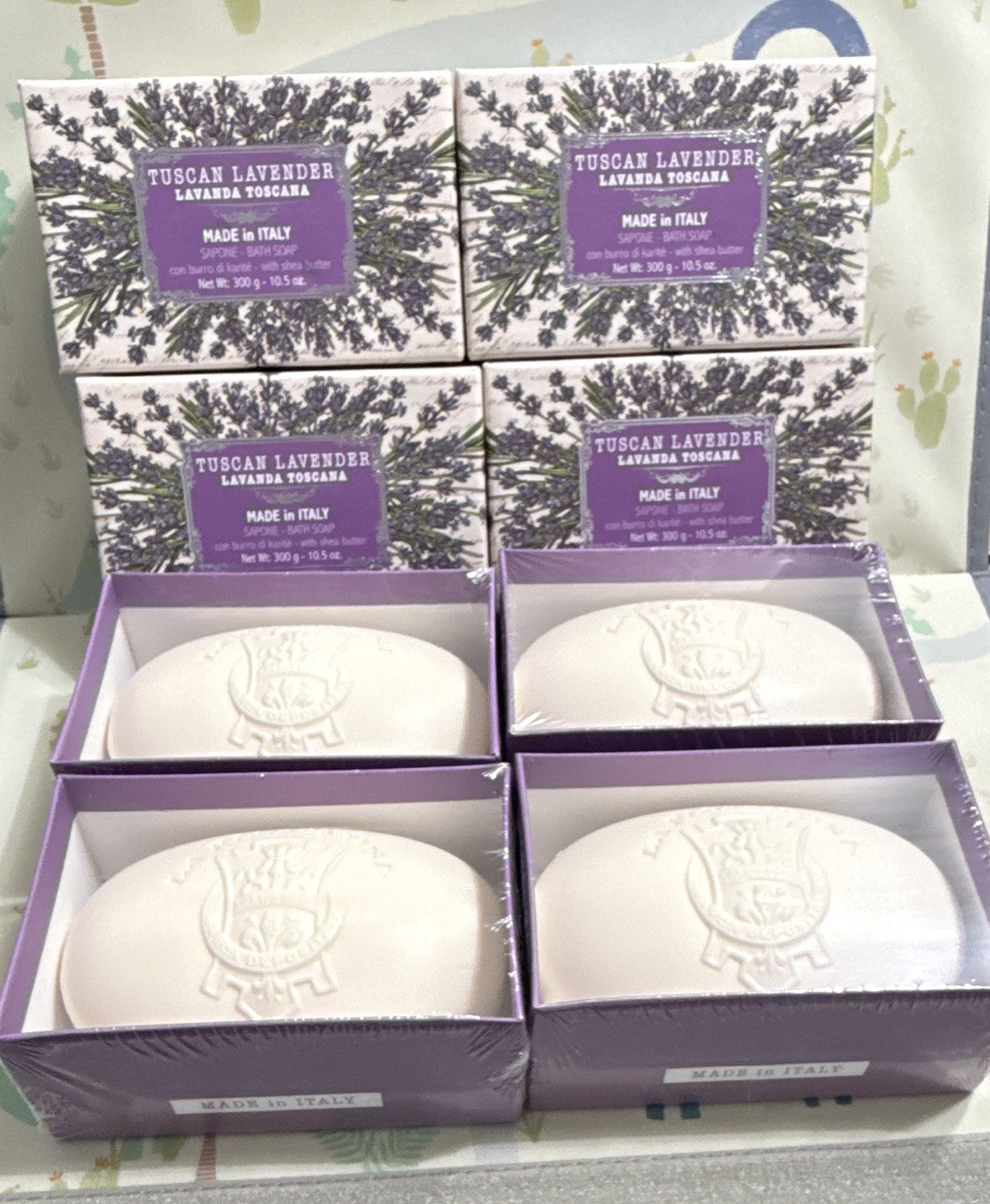 Indulge in Luxury: 4-Pack La Florentina Tuscan Lavender Shea Butter Soap 10.5 oz