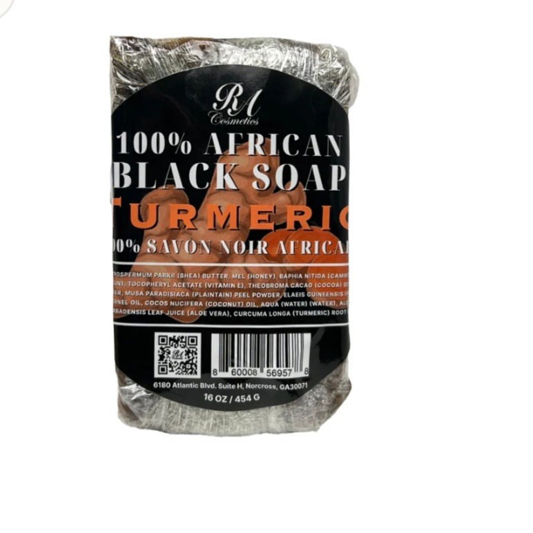 African Black Soap Bar With Tumeric Oil 16 Oz