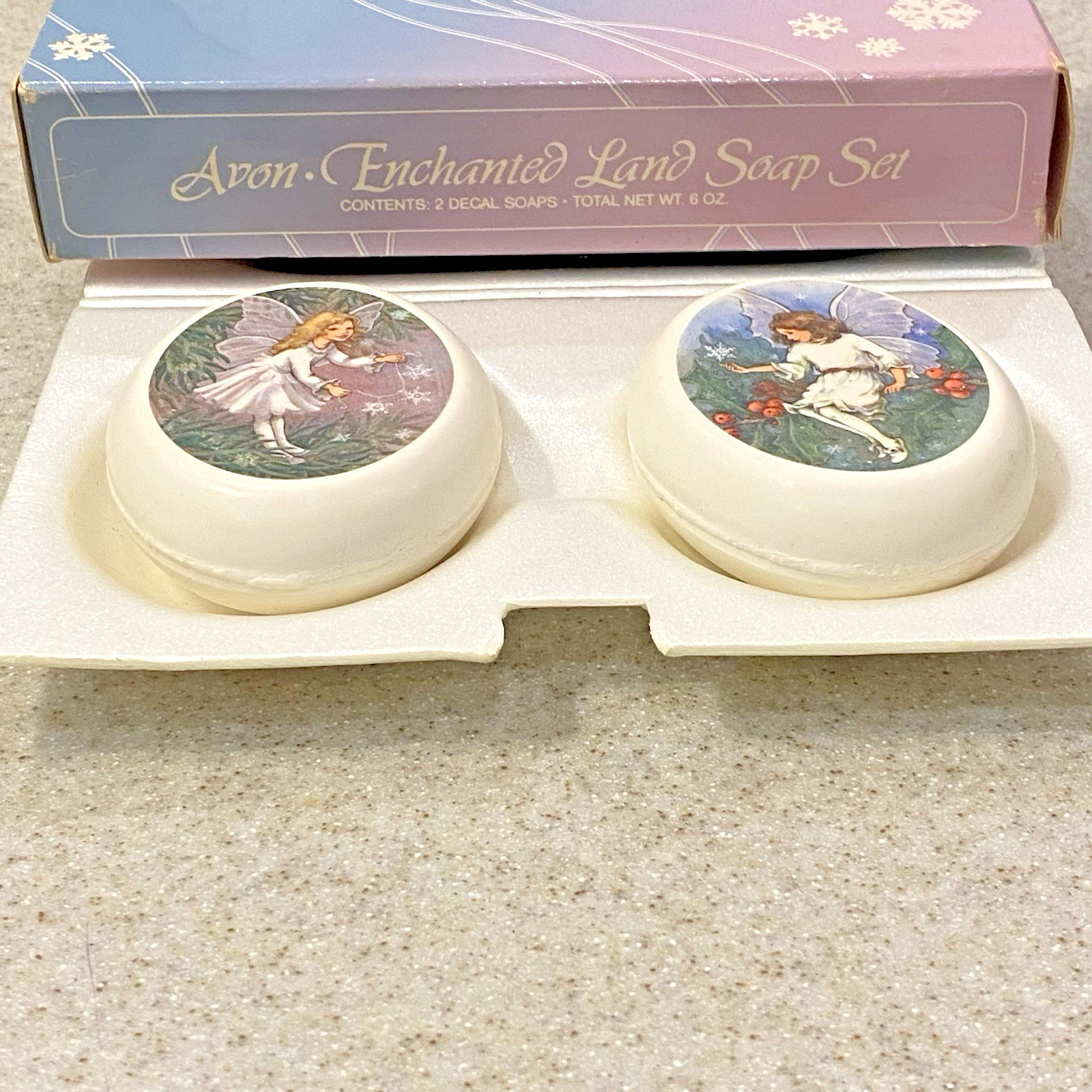 NOS VTG Avon Enchanted Land Decorative Bar Soap Fairies Fairy Decal Original Box