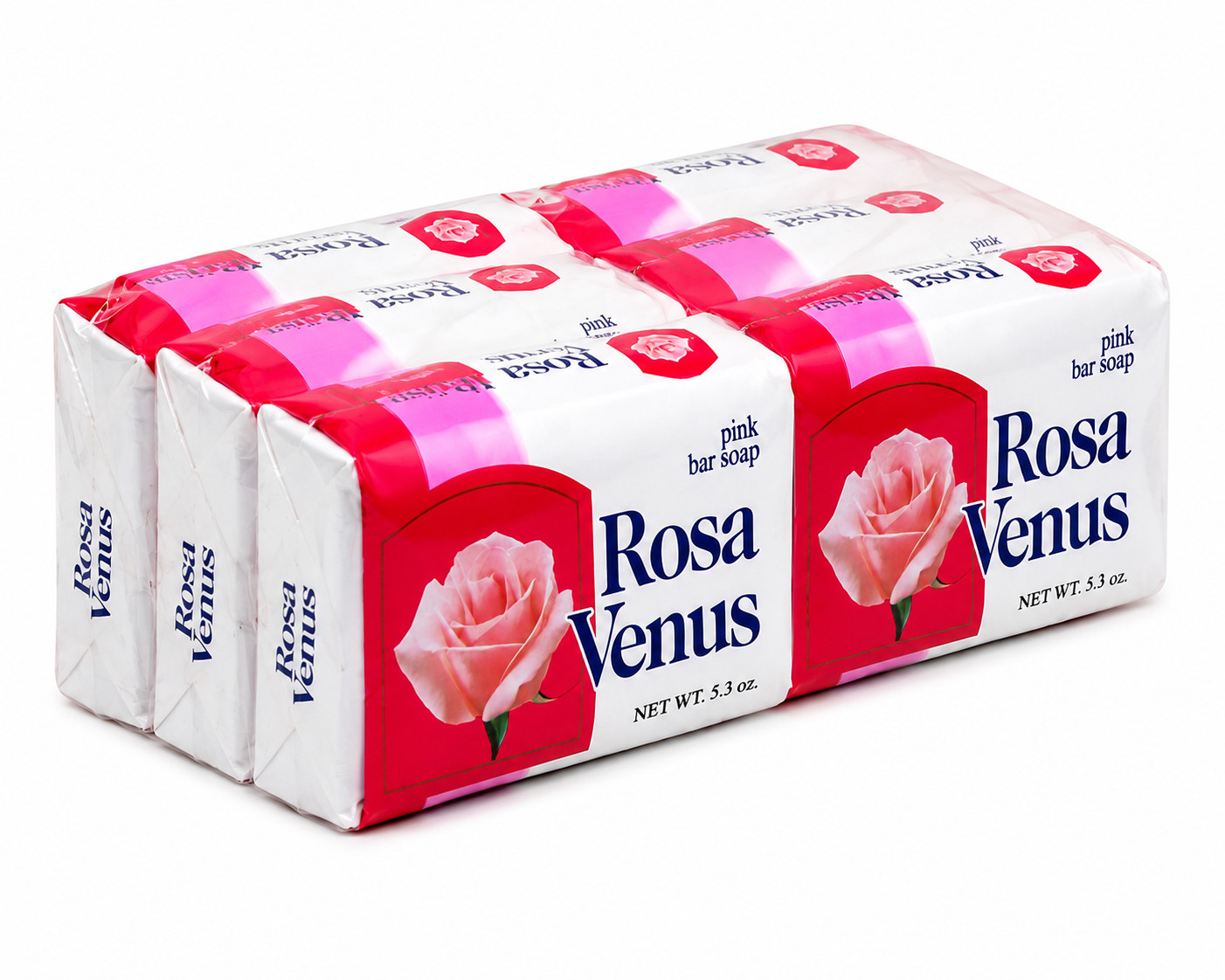 Rosa Venus Paquete de jabón en barra rosa, paquete de 6 barras Rosa Venus Jabón