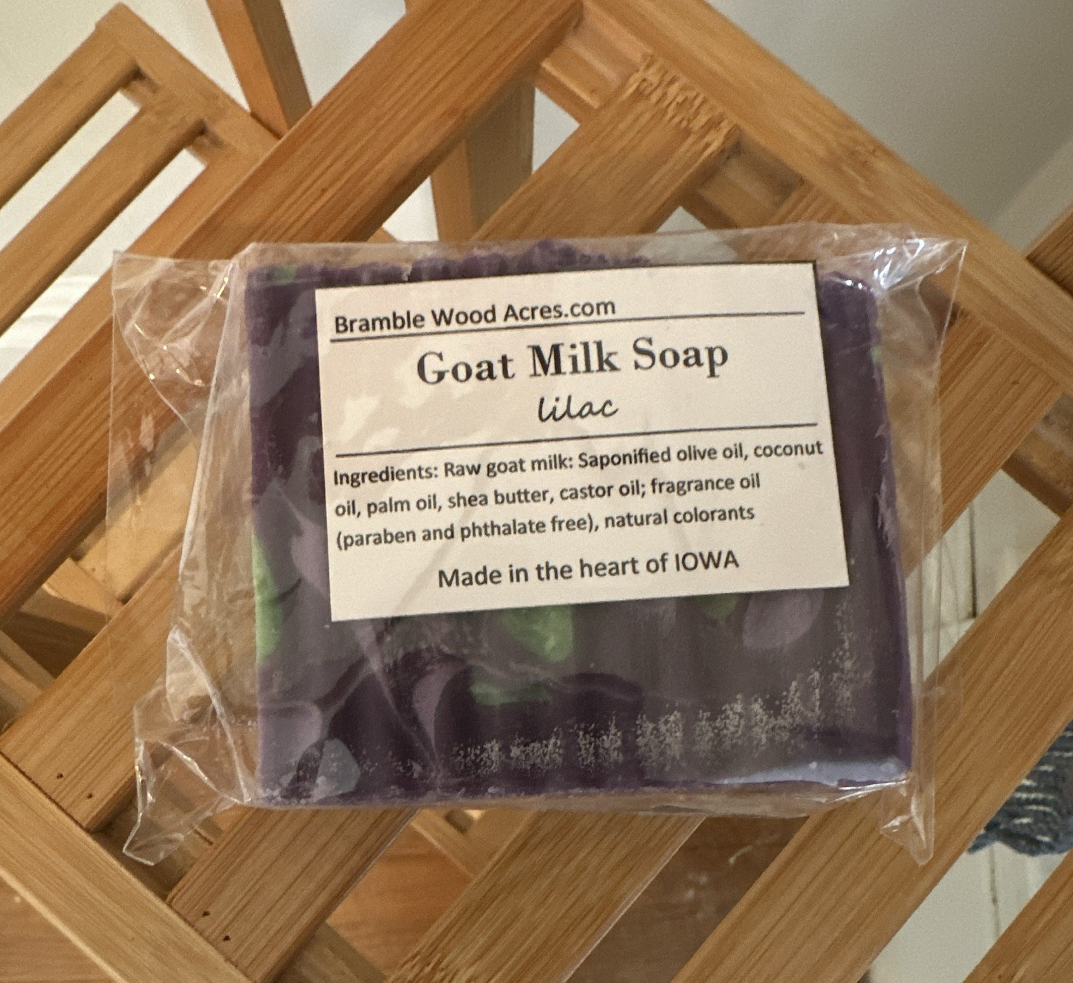 Bramble Wood Acres.com Goat Milk Soap Lilac Bar, Paraben & Phthalate-Free