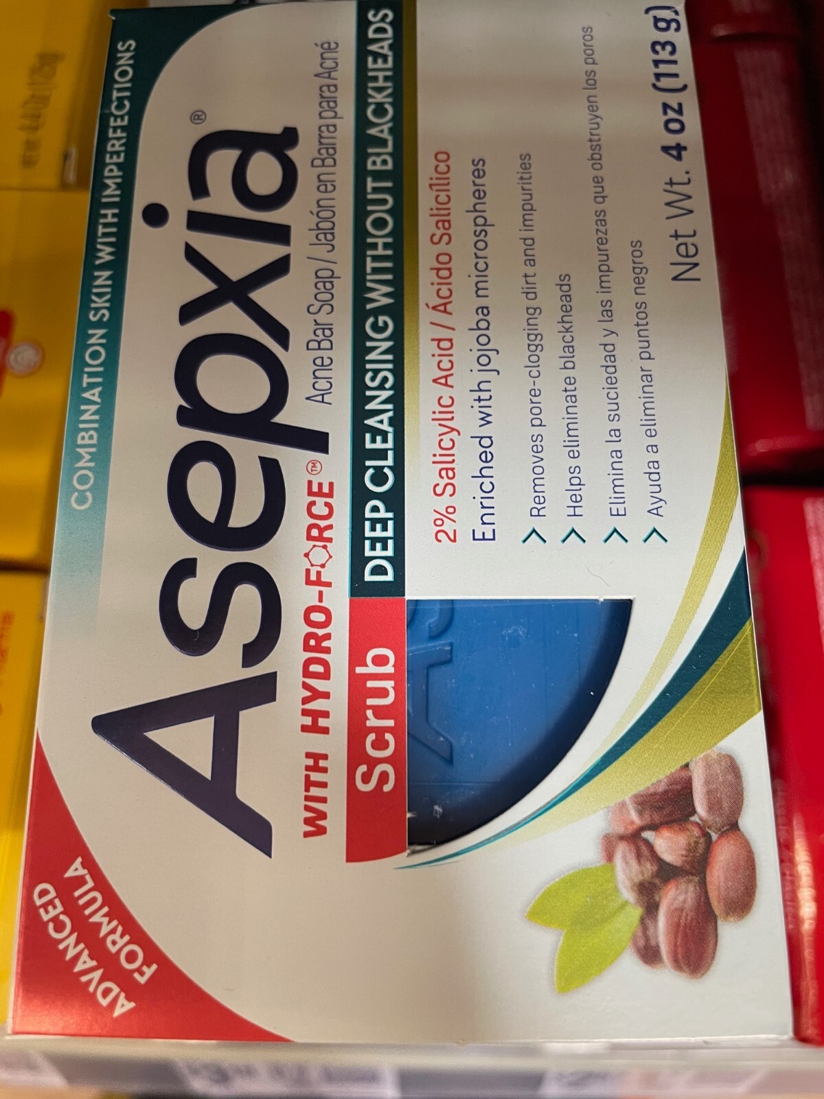 6-Pack Asepxia Acne Scrub Bar Soap with 2% Salicylic Acid – Deep Cleansing 4 oz