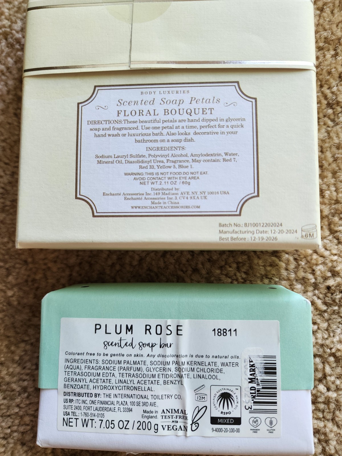 Brand New World Market Luxury Soap Gift Set Floral Bouquet Soap Petals Plum Rose