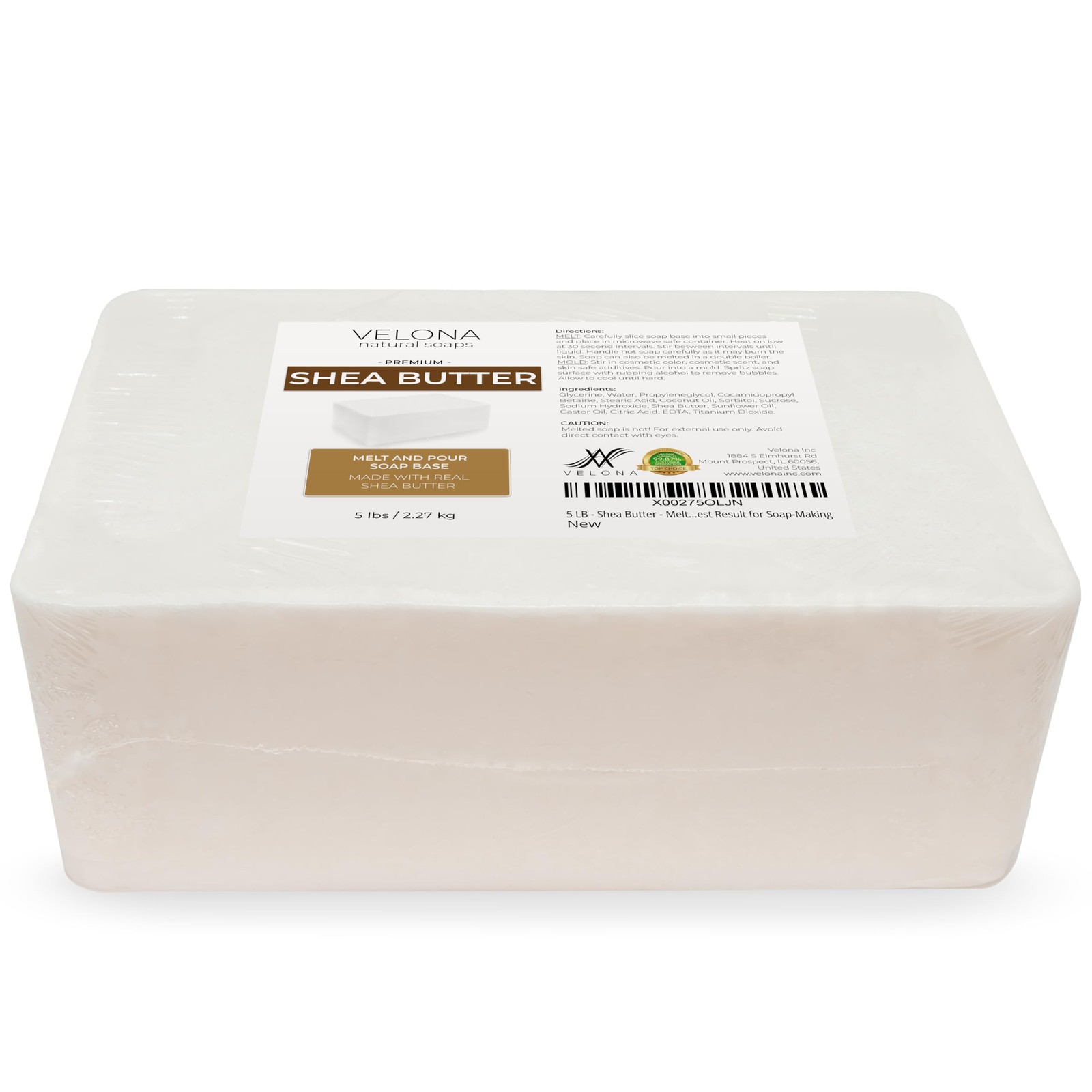 velona 5 LB – Shea Butter – Melt and Pour Soap 80 Ounce (Pack of 1), White