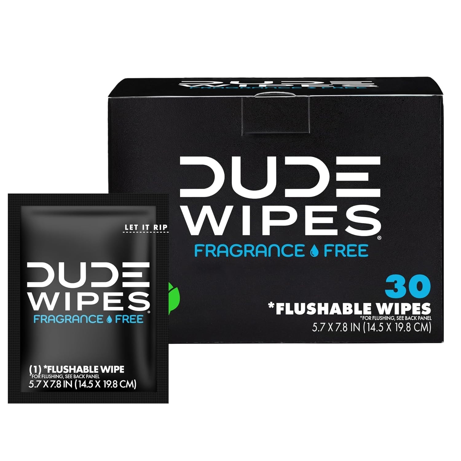 Travel-Friendly Flushable Wipes – 30 Extra-Large, Unscented, Hypoallergenic
