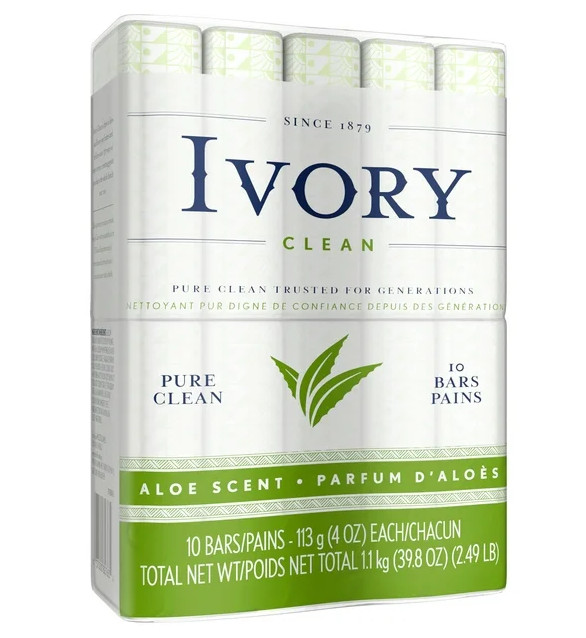 Ivory Bar Soap, Aloe Scent 4.0 Oz, 10 Count