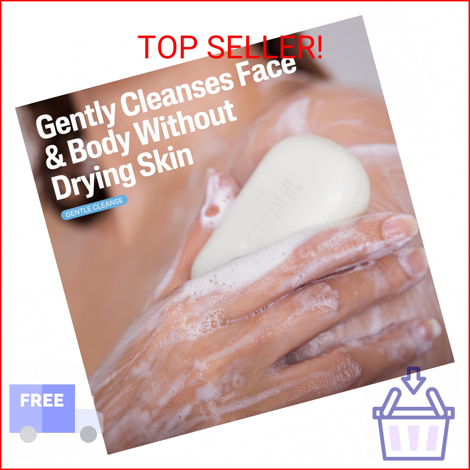 Cetaphil Gentle Cleansing Bar Soap, Sensitive & Dry Skin, 4.5oz, 6ct