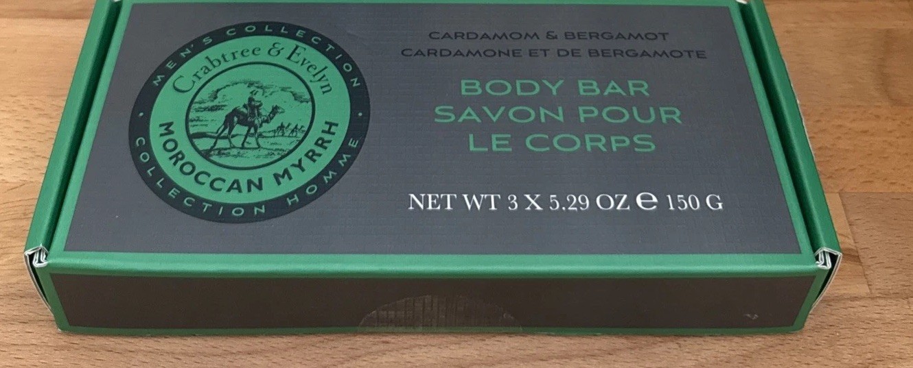 Crabtree & Evelyn Moroccan Myrrh Cardamom Bergamot 3 Box Set Soap Bars NIB