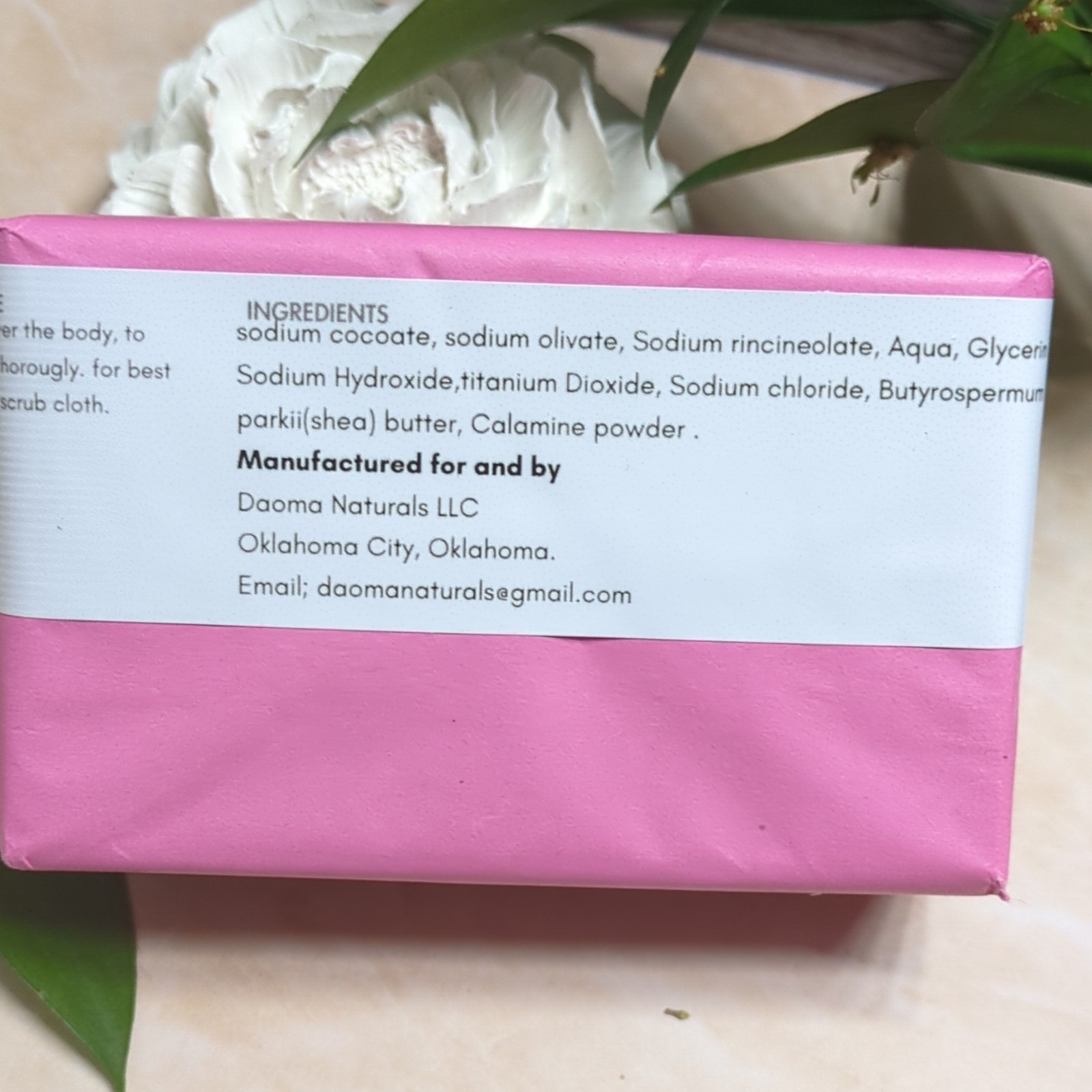 Daoma Naturals Calamine Soap Bar 7.5 oz Pink Glycerin Body Hands Face Unisex