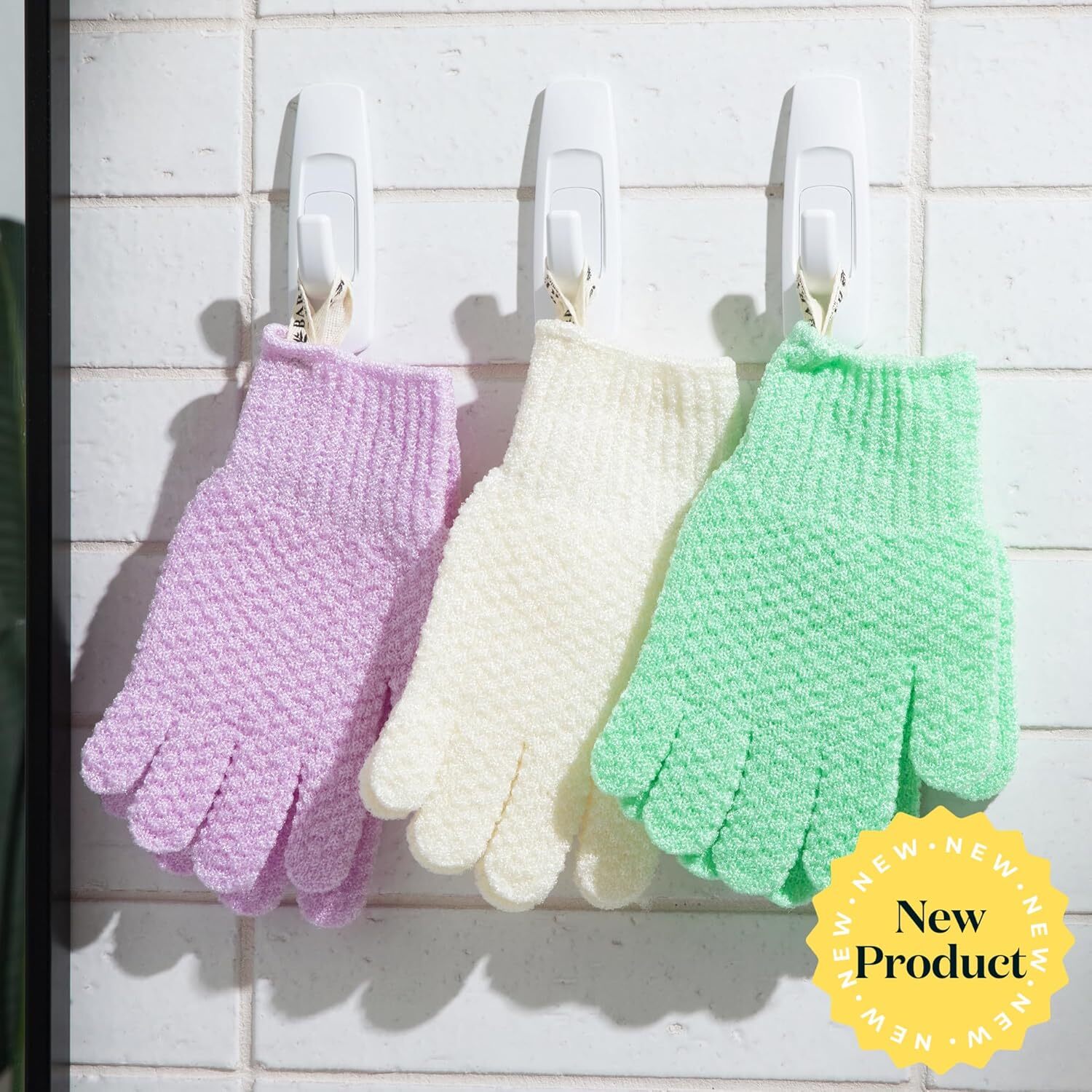 Bare Botanics 4 Pack White Exfoliating Gloves for Shower | 100% Nylon Fibers…