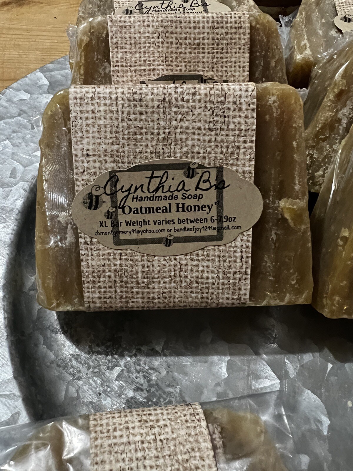 Soap Handmade Oatmeal Honey . Huge Bars! 6-7.0 Oz. Plenty Of Lather!