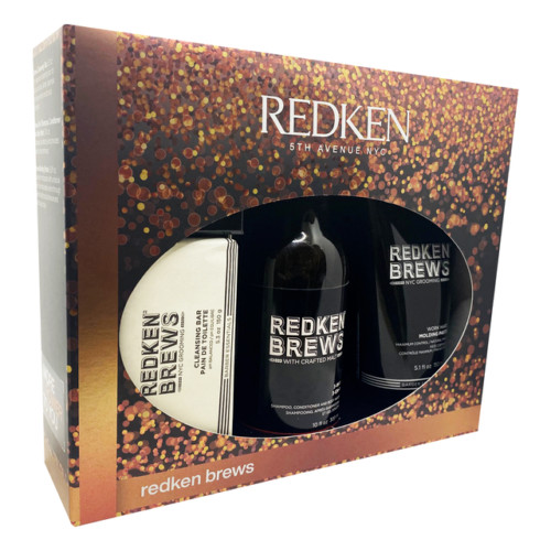 NEW SEAL Redken Brews GIFT SET Cleansing Bar • 3 In 1 •Work Hard Molding Paste