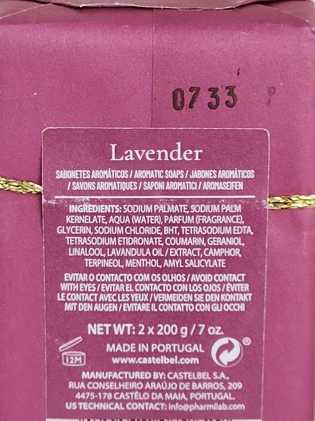 Castelbel Limited Edition Lavender Scented Soap Bar Set 2 pack 7 oz each New