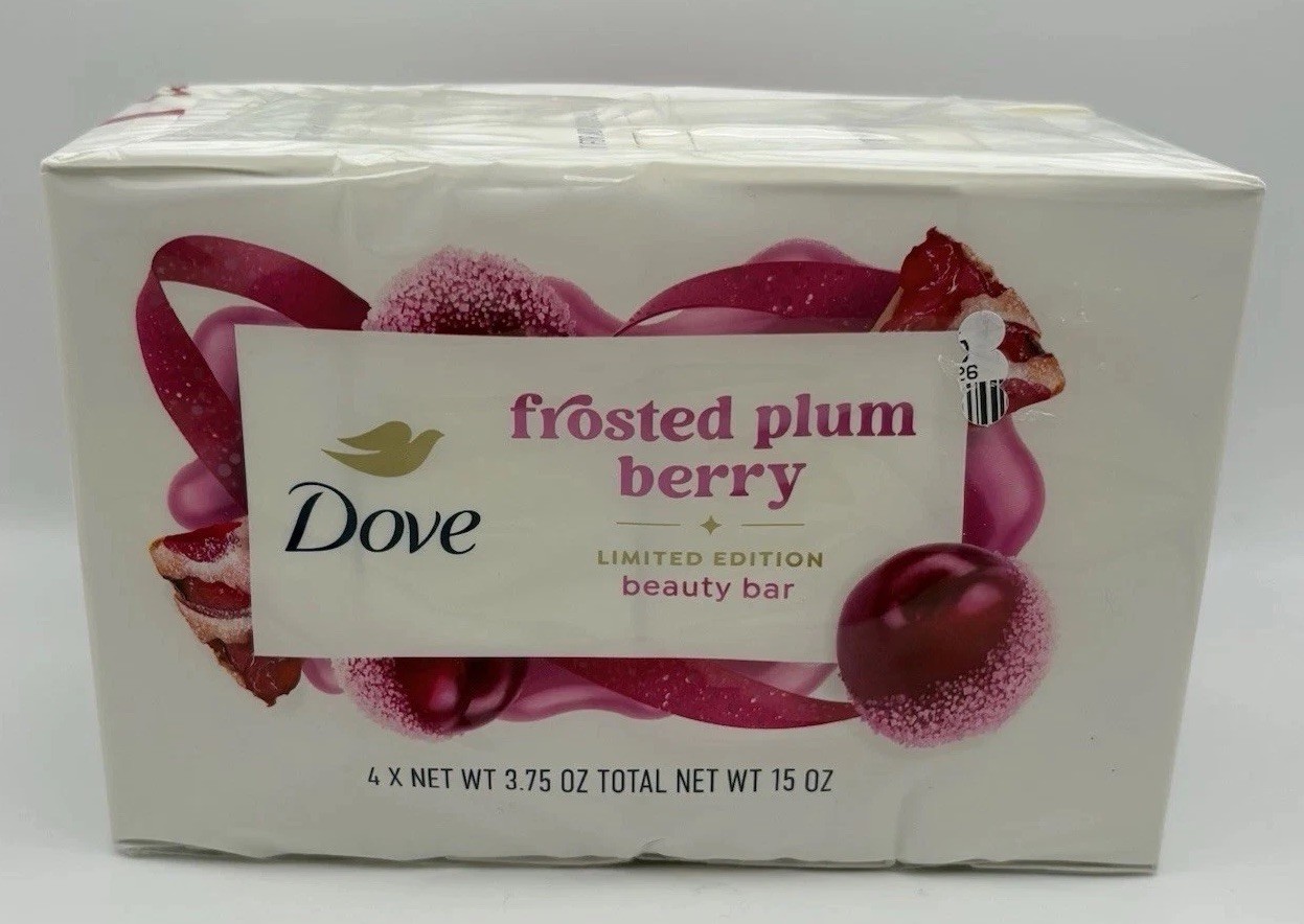 Dove Limited Edition Holiday Treat Bar Soap Frosted Plum Berry 3.75oz x 4 BARS