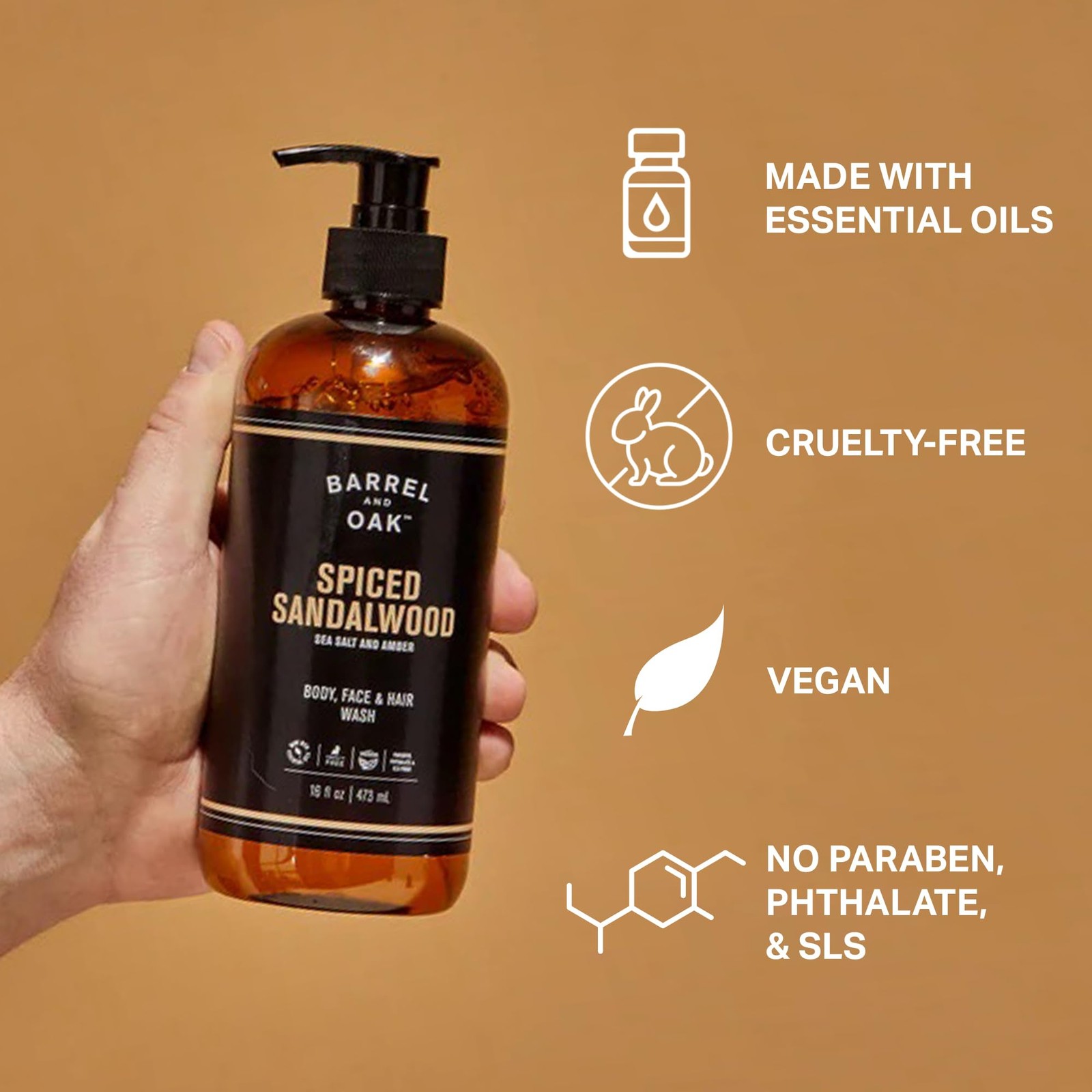 Barrel & Oak All-in-One Wash for Face, Hair, & Body, 16 Fl Oz (Pack of 1)