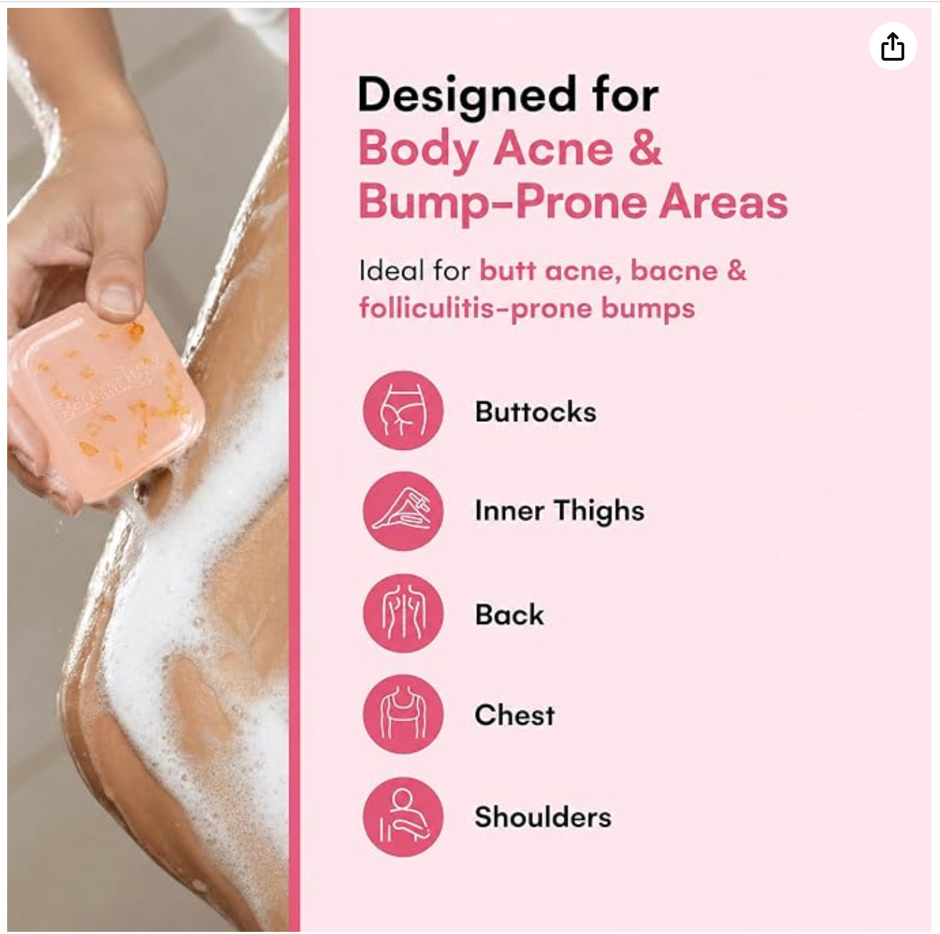 Body Acne Soap Bar Antibacterial Bar for Butt, Thighs, Back, Body Acne, NIB
