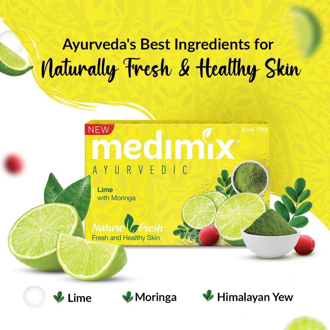 Medimix Herbal Bath Soap with Lime & Moringa | 5 x 125g | Ayurvedic Body Soap