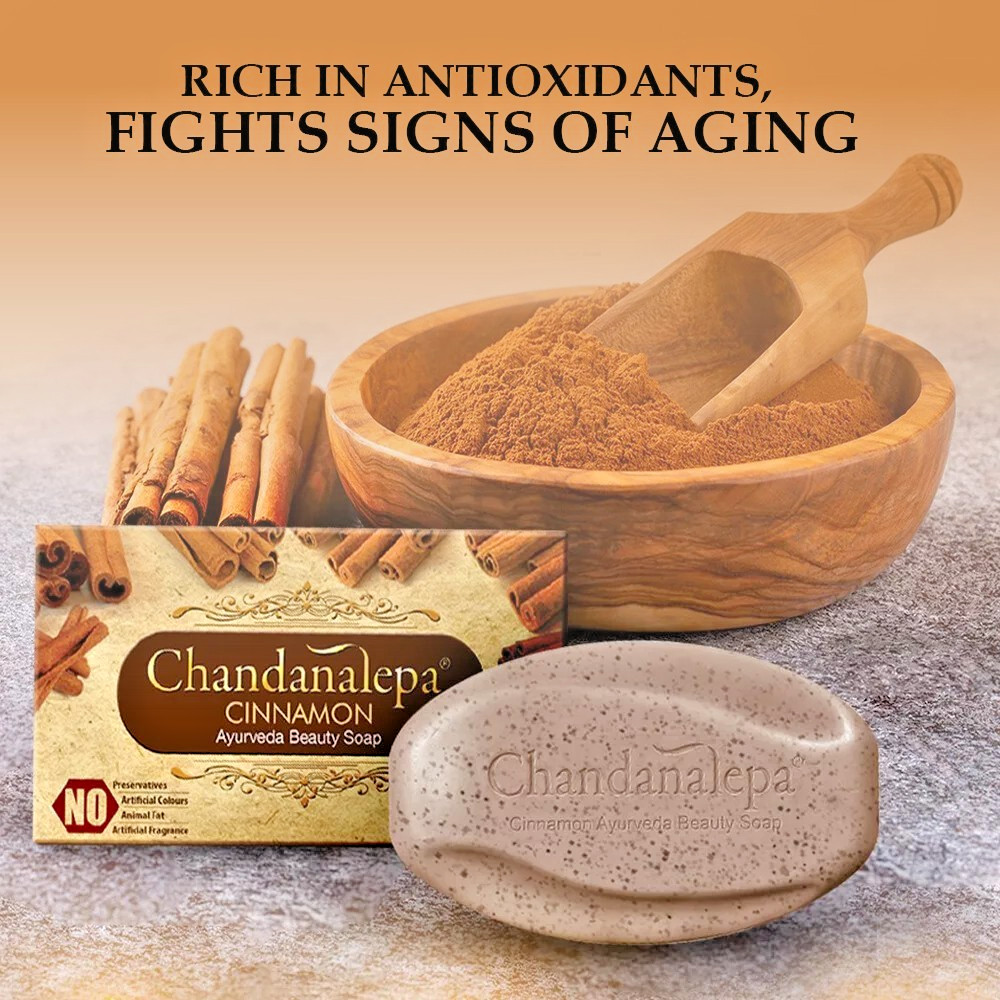 Chandanalepa Cinnamon Ayurveda Natural Herbal Soap Skin Care Beauty Bar 100g