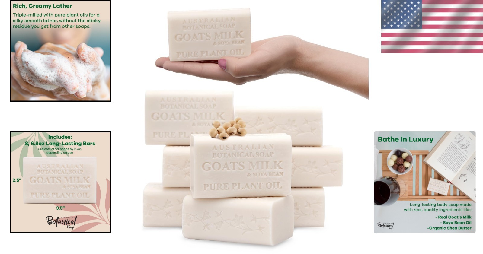Cruelty-Free Goat Milk Soap Bars 6.6 OZ, Pack of 8 – Exotic & Hydrating Blend