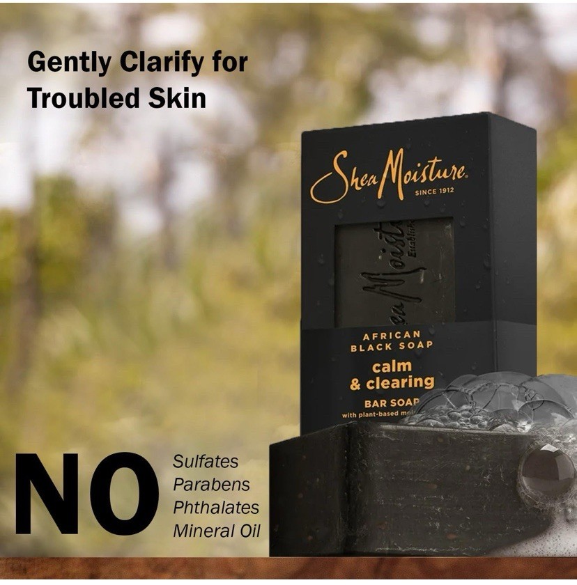 (2) SheaMoisture Plant-based African Black Soap Calm&Clearing Bar Soap 8oz/227g